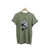 Gym Sporcu Fitness Dumbell Kaldıran Boğa Regular Fit %100 Pamuk Haki T-shirt Haki