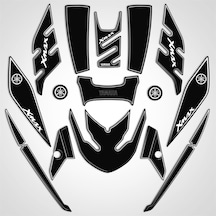 Yamaha Xmax 2014-2017 Full Body Kit Sticker Pad Siyah Beyaz