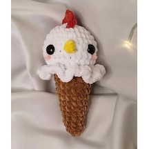 El Yapımı Tığ İşi Dondurma Peluş Oyuncak: Tavuklu Amigurumi Hayvan Oyuncağı 02 - Çok Renkli