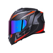 Ls2 Storm 2 Racer Full Face Motosiklet Kaskı Şeffaf + Gökkuşağı Vizörlü Mat Titanyum - Turuncu