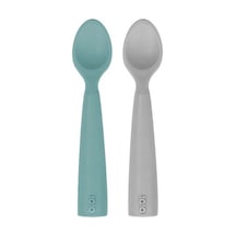 Oioi Nam Nam 2'li Silikon Mama Kaşığı - Aqua Green / Powder Grey Gri - Yeşil