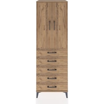Hyperion Dolap 2 Raflı 5 Çekmeceli 2 Kapaklı 60x44x182 Çam-çam Çam