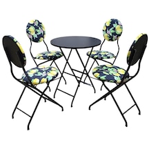Limon Desenli Metal Bahçe Takımı - 4 Sandalye + 1 Masa