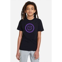 Tshirthane Twitch Logo Baskılı Unisex Çocuk Siyah Tshirt