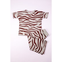 Kız Çocuk Kaprili Takım Zebra Baskılı A83 Açık Mavi