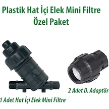 Plastik Hat İçi Elek Mini Filtre 1 1/2" 1 Adet Ve 2 Adet Senkron Kaplin Dişi Adaptör 50x1 1/2"