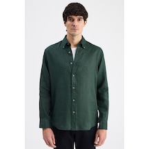 D'S Damat Ds Damat Comfort Haki Düz Keten Gömlek 6hc02ap01304m Çok Renkli 2XL
