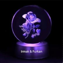 Kişiye Özel Gül Tasarımlı 3d Cam Küre 6cm