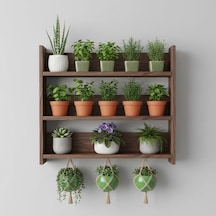 Kumsal Concept Ahşap Duvar Rafı - 3 Katlı Çok Amaçlı Mutfak Ve Balkon Rafı - Saksılık - 50x50 Cm Çok Renkli