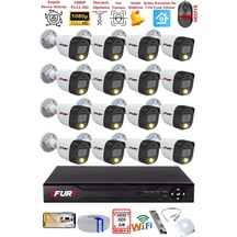 Fury 16 Kameralı 5mp Lens 2 Mp Görüntü Gece Renkli Full Hd Ultra Led Akıllı Güvenlik Kamerası Seti 320gb