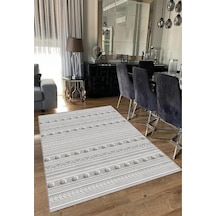 Gri Dijital Baskı Salon Halısı Kaymaz Tabanlı Yıkanabilir Halı Yolluk 37 Gri