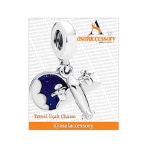 Travel Uçak Charm Gümüş Kaplama
