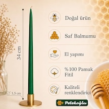 6 Adet X 34cm Konik Balmumu Mum Şamdan Mumu Doğal Petek Bal Mumu Dekoratif Beeswax Candle Yeşil Şamdan Mumu 50 x 22