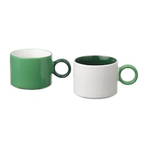 Ikea Pıggål Seramik Kupa Seti 7 Cm 300 Ml Beyaz - Yeşil 2 Parça