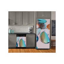Pastel Renkli Taşlar Buzdolabı Ve Bulaşık Makinesi Kaplama Sticker Folyo İkili Set