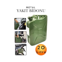 20 Litre Metal Yakıt Bidonu - Araç Port Bagaj Tipi Kalın Antisilikon Kompakt Benzin Mazot Deposu Tekne Motoru, Jeneratör Ve Çim Biçme İçin Sızdırmaz Yedek Yakıt Deposu Araç Motorsiklet Yakıt Taşıma