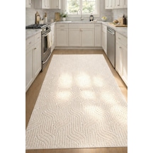 Raschel Carpet Yıkanabilir Leke Tutmaz Moopy Krem Dekoratif Mutfak Halısı Kaymaz Taban Halı Mutfak Lp1003a Krem Krem