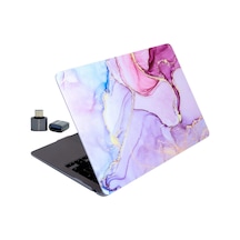Macbook Air 13 İnç Kılıf Touch Id Uyumlu M1/ıntel Sert Kapak Tpu Lazer Baskılı Mermer Desen İnce Hafif Koruma A2337 A2179 A1932 Açık Pembe