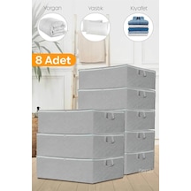Serstil 8 Adet - Antrasit Büyük Boy Baza Altı Ve Çekyat Tipi Hurç 64 X 45 X 22 Cm Gri