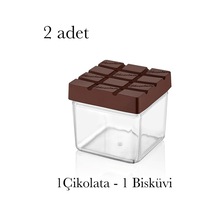 2 Adet Bisküvi & Çikolata Saklama Kabı Gıda Saklama Kabı Bpa İçermez Mika Sert Plastik