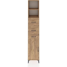 Hyperion Dolap 3 Raflı 3 Çekmeceli Tek Kapaklı 44x44x243 Çam-çam Çam