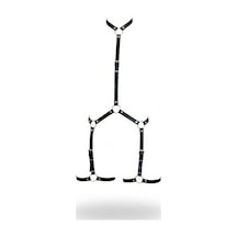 İkikareshop Siyah Body Harness Suni Deri Ayarlanabilir Bacak Detaylı - Brf234 Çok Renkli