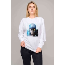 Anime One Piece Roronoa Baskılı Beyaz Kadın Sweatshirt