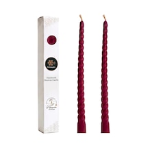 Petekoğlu Bordo 2 Adet Konik Burgulu Balmumu Mum Şamdan Mumu Doğal Petek Balmumu Mum Beeswax Candle 27.5 Cm Çok Renkli