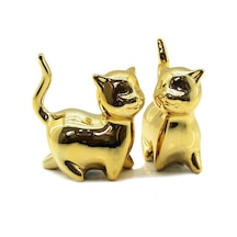İbico İ12-187 Biblo Ve Dekoratif Süs Eşyası Kedi Orta Gold Seramik - 12'li Paket Diğer