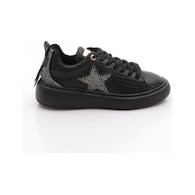 Dgn B1004 Kadin Silver Taşli Baskili Sneakers Ayakkabi Siyah Siyah