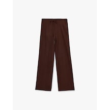 Koton Normal Bel Cepli Bağcıklı Geniş Paça Pantolon Kahverengi 6sal40130ık Kahve