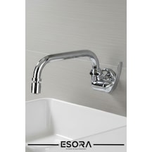 Duvardan Tek Su Girişli Oynar Başlıklı Lavabo Musluğu Bataryası Krom Duvardan Tek Su Girişli Oynar Başlıklı Lavabo Musluğu Bataryası Krom