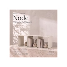 Node 3 Lü Modüler Metal Kitaplık Yatay Tasarım Dekoratif Küp Raf Sistemi Krem - 940096365 Krem