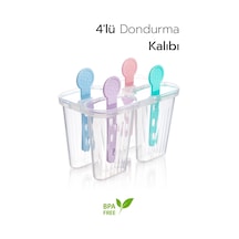 4 Bölmeli Dondurma Kalıbı Ve Çubukları - Bpa Free 7,5 X 5,5 X 3 Cm Silikon Şeffaf Diğer