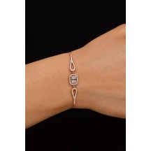 Zirkon Taşlı Rose 3 Sıra Baget Gümüş Bileklik B10025