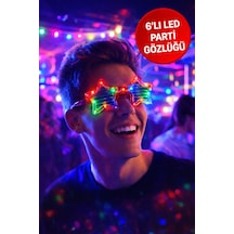 6 Lı Led Parti Gözlüğü Işıklı Yıldız Gözlük Seti Renkli Disko Konser Eğlence