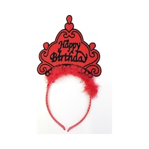 Happy Birthday Neon Kırmızı Renk Doğum Günü Tacı 24X15 Cm
