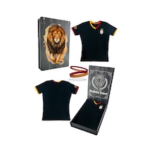 Galatasaray Lisanslı 5 Yıldızlı Siyah Basic Çocuk T-shirt + Bileklik Set Ahşap Kutulu Siyah