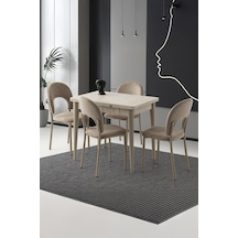 Yanlardan Açılır Yakamoz 90x60 Cm Sidon Masa 4 Adet Ay Sandalye
