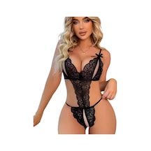 Büyük Beden Fantezi Siyah Dantelli Babydoll Tg279249 Siyah