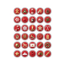 30 Adet Nostaljik Kış Temalı Sticker Seti - Laptop Defter Ajanda Scrapbook İçin Çok Renkli