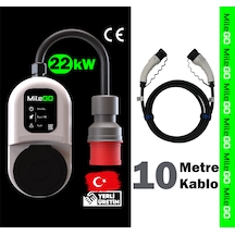 Milego 22kw Şarj İstasyonu 10 Metre Kablolu Set Mobil Taşınabilir Elektrikli Araç Şarj Ünitesi 22 KW