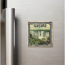 Guyana Guyana - Posta Pulu Temalı Ülke - Baskılı Buzdolap Magneti Kare - 9x9 Cm