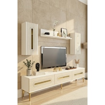 Tvr1804btg Rany Tv Ünitesi Takımı Beyaz-traverten-gold 180cm Beyaz - Traverten - Altın