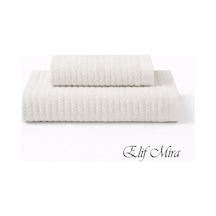 2 Parça Banyo Havlusu Seti Pamuklu Şeyma 70x140 + 50x85 Cm Krem