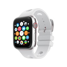 Apple Uyumlu Watch  44mm Delikli Tasarım Krd-147 Silikon Kordon Alpin Stil Siyah Kırmızı Mavi Naturel Gri Mor