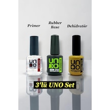 Uno 3'lü Set Protez Tırnak Hazırlık Seti Primer Dehidratör Rubber Base Uno Nail Prep 3lu-set