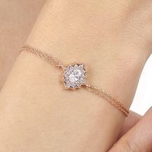 Işıltılı Bohem Güzellik Rose Renk Vintage Gümüş Bileklik