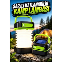 Güneş Enerjili Led Lamba Kamp Lambası Katlanabilir Lamba Usb Şarjlı - Lisinya Yeşil