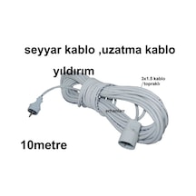 Seyyar Uzatma Kablo 10 Metre Beyaz Renk